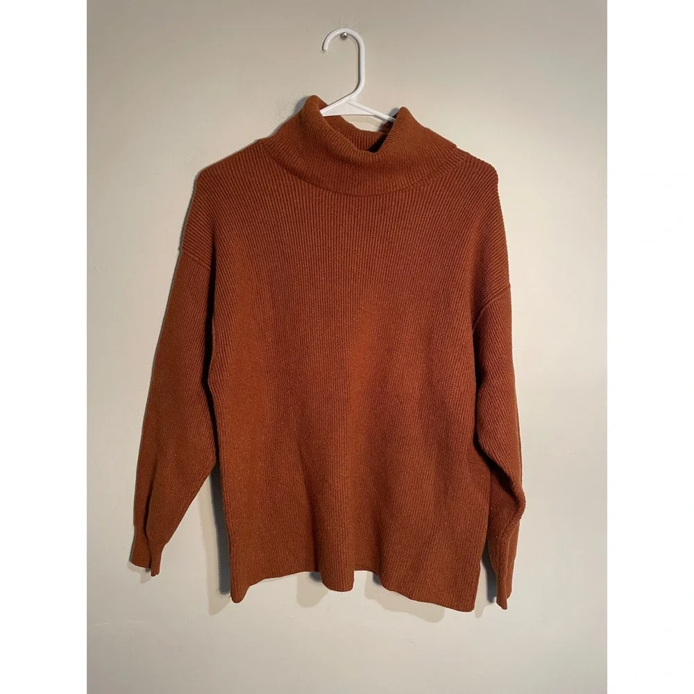 Free People Softly Structured Rib Knit‎ Cowl Neck Oversized Sweater Size XS